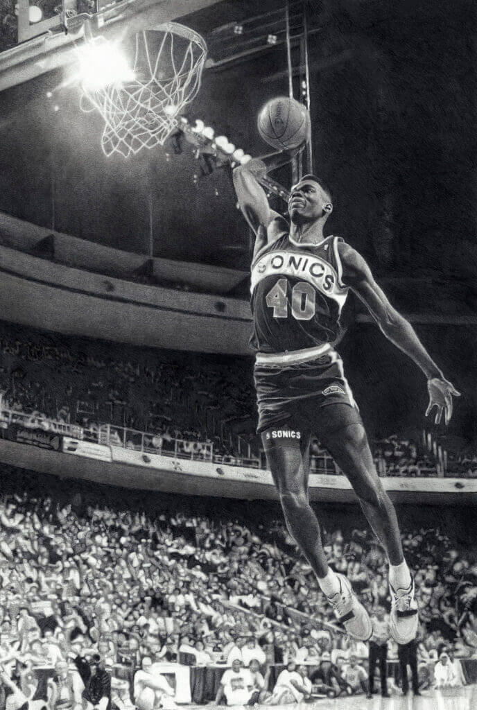 Shawn Kemp pencil artwork by Keegan Hall