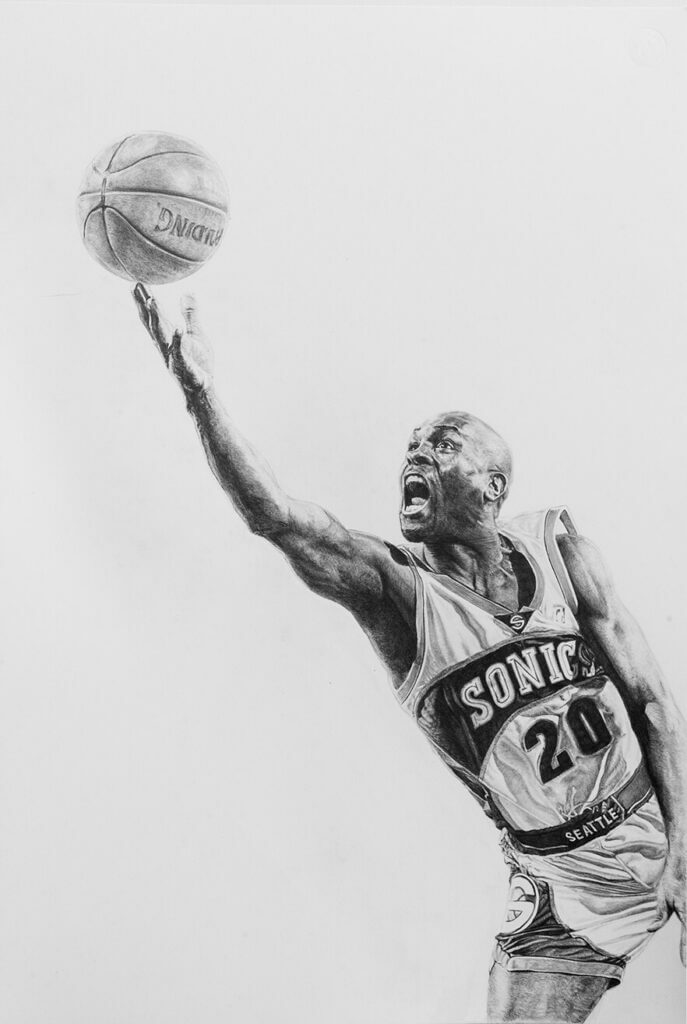 Gary Payton pencil artwork by Keegan Hall