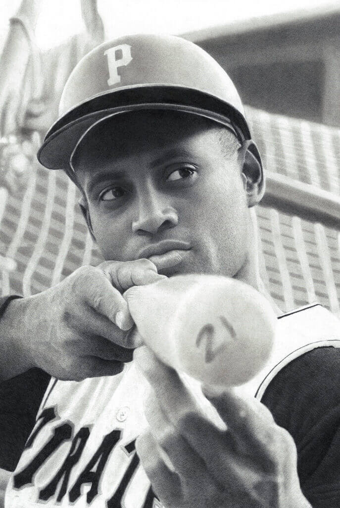Roberto Clemente pencil artwork by Keegan Hall