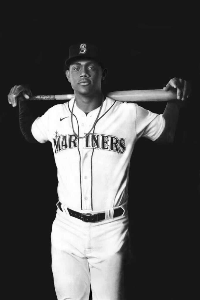 Julio Rodríguez pencil artwork by Keegan Hall