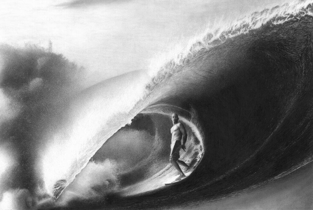 Kelly Slater pencil artwork by Keegan Hall