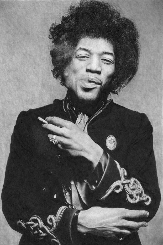 Jimi Hendrix pencil artwork by Keegan Hall