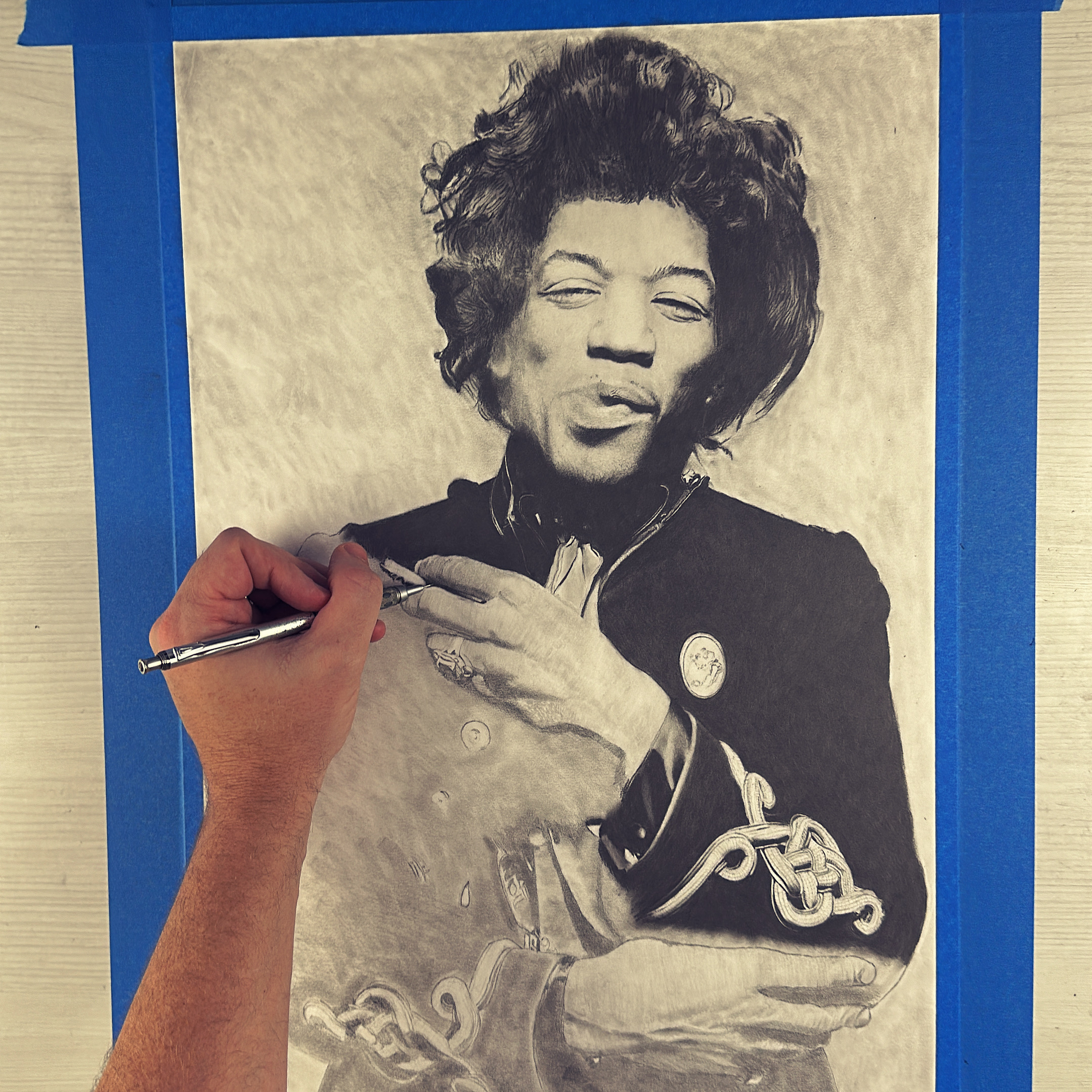 Keegan Hall's drawing of Jimi Hendrix 4