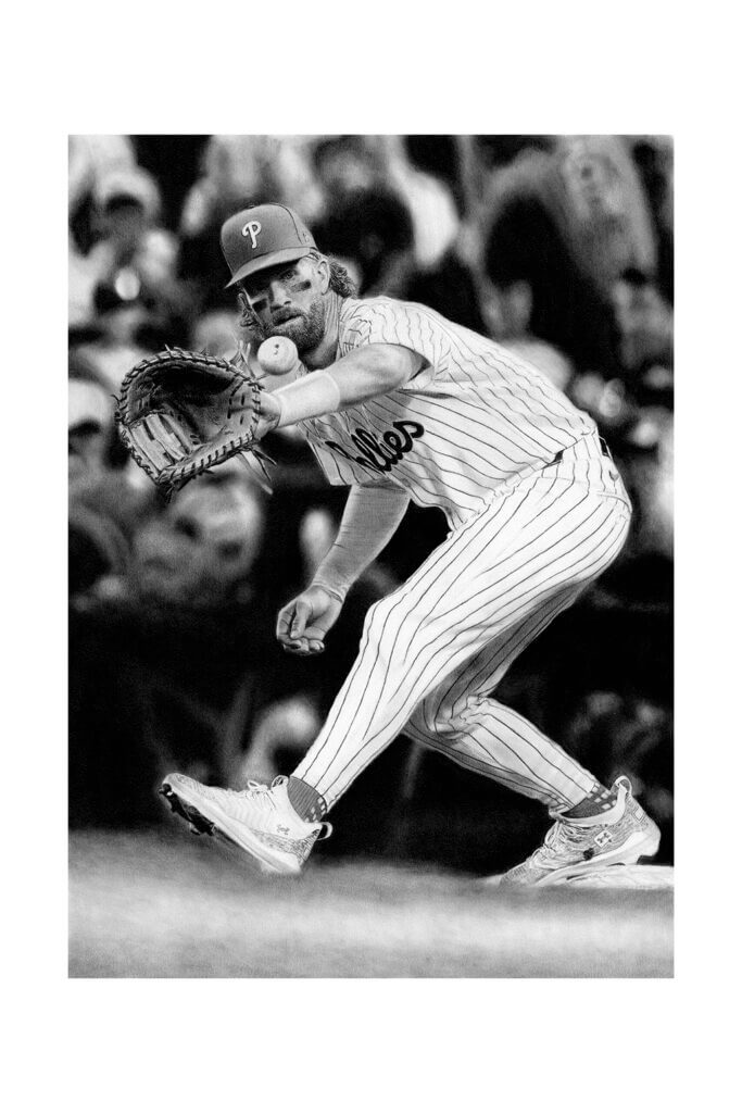 Bryce Harper Topps pencil artwork by Keegan Hall